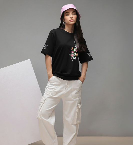 Unisex organic oversized high neck t-shirt