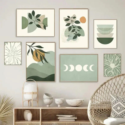Green Plant Decorative Wall Painting – Modern Botanical Art for Home & Office Décor