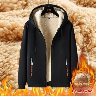 Velvet Padded Thickened Sweater Men's Cardigan Hooded Coat