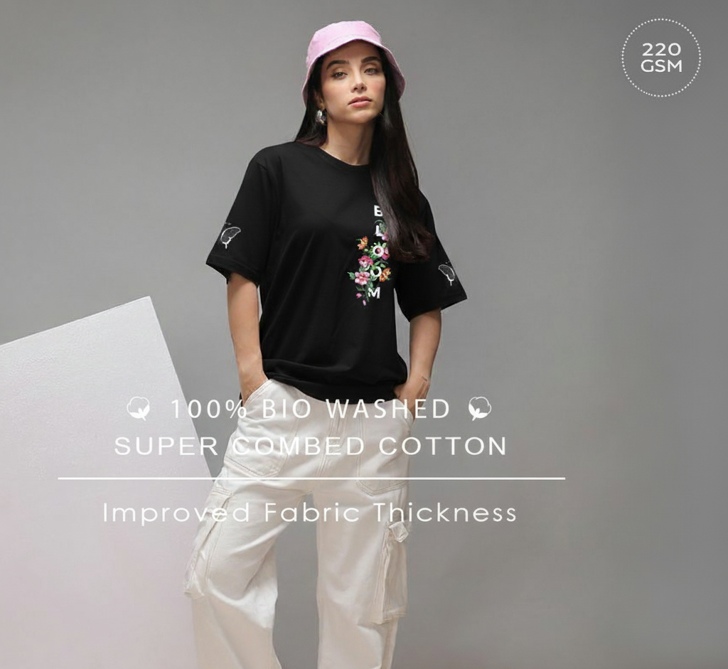 Unisex organic oversized high neck t-shirt