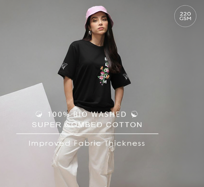 Unisex organic oversized high neck t-shirt