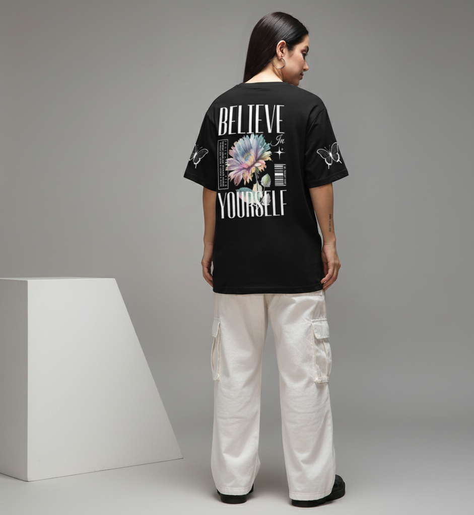 Unisex organic oversized high neck t-shirt