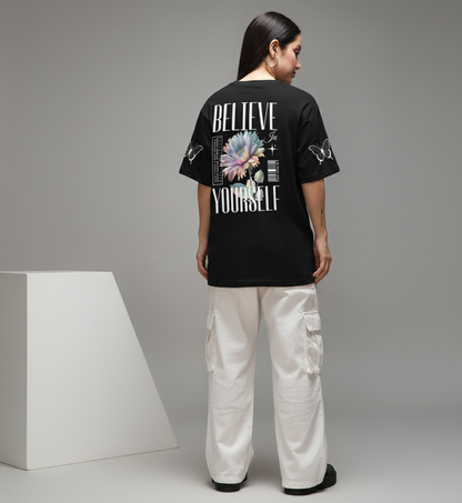 Unisex organic oversized high neck t-shirt