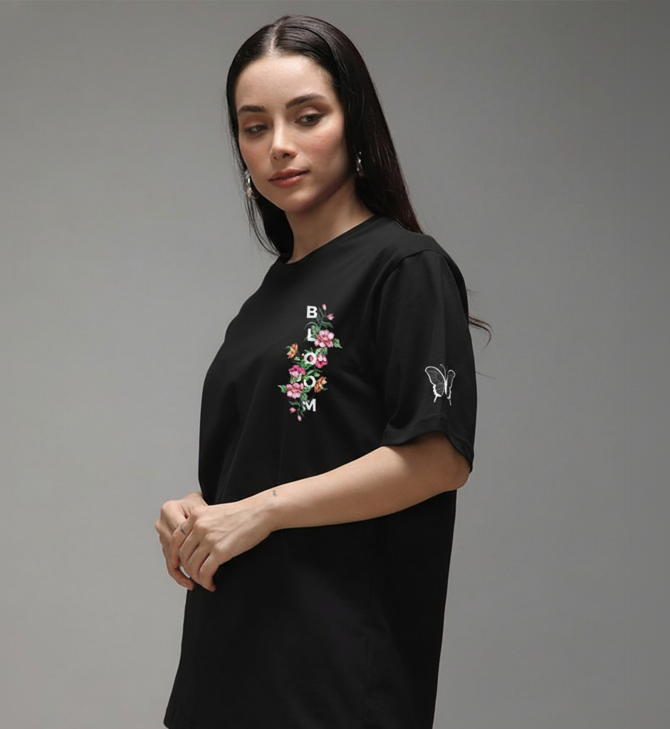 Unisex organic oversized high neck t-shirt
