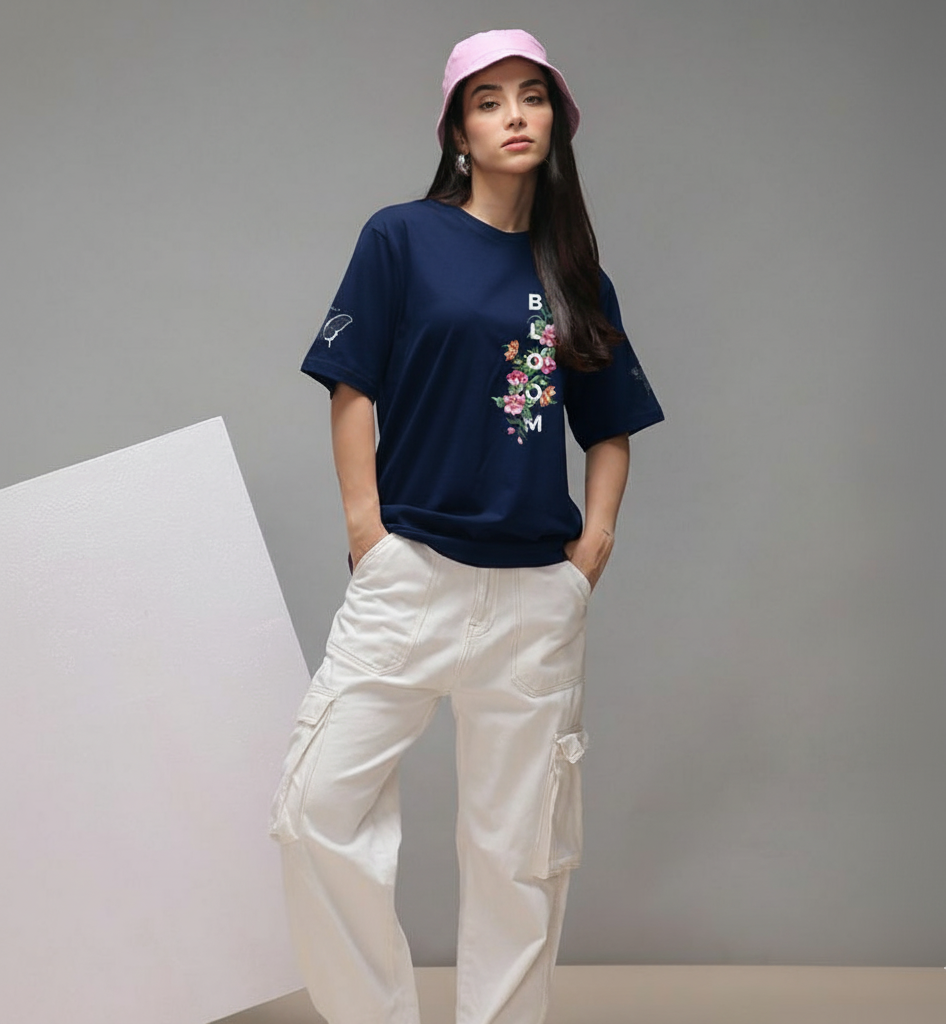 Unisex organic oversized high neck t-shirt