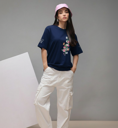 Unisex organic oversized high neck t-shirt