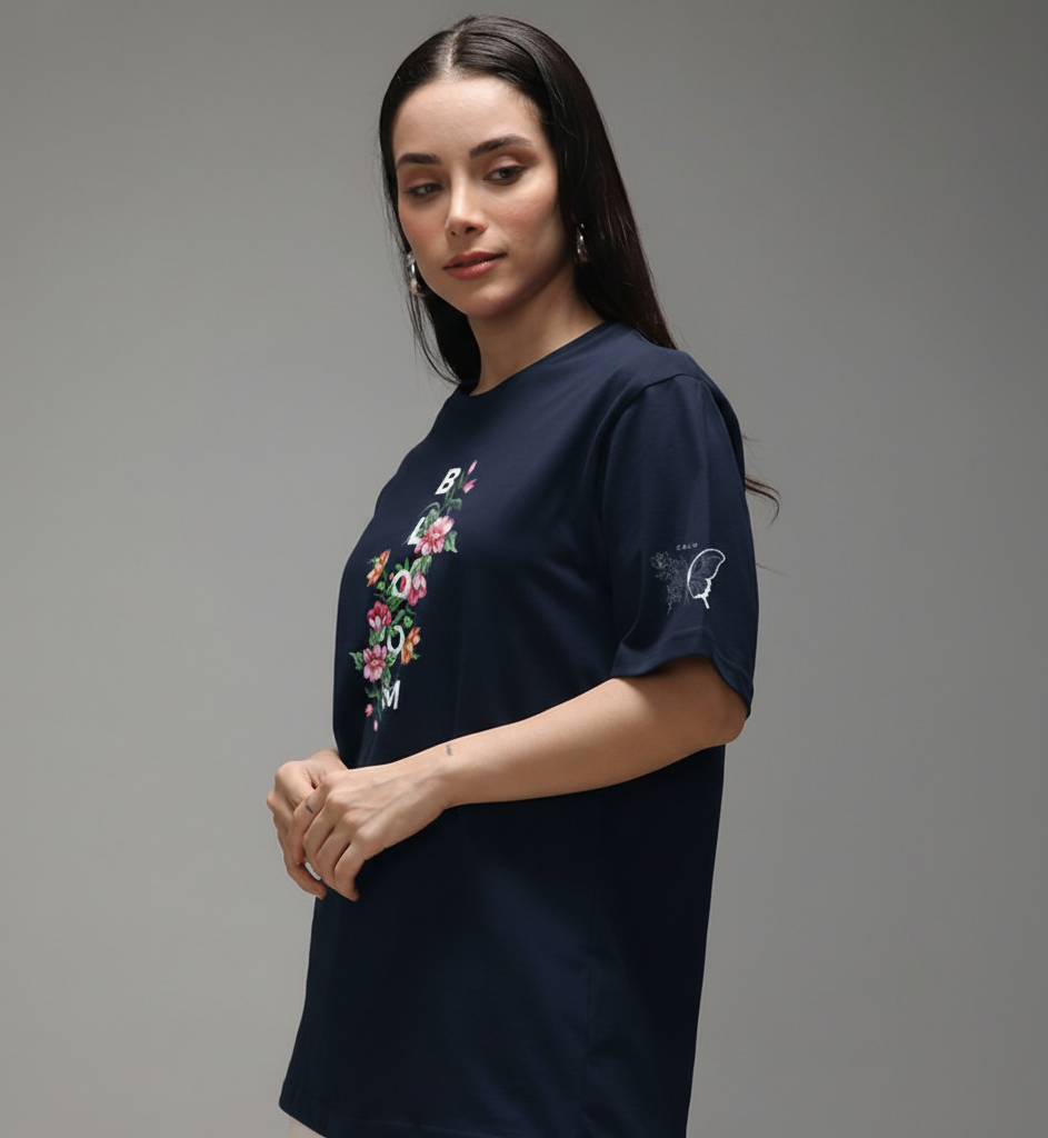 Unisex organic oversized high neck t-shirt